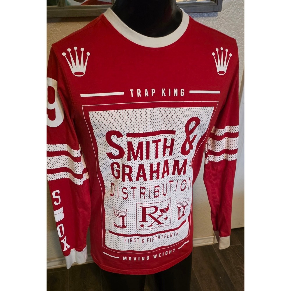 Smith & Graham Trap King Distribution Red Long Sleeve Jersey Shirt Mens Large
